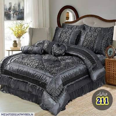 Luxury black & white Geometric 3-pcs Double bedsheet set with pillow c