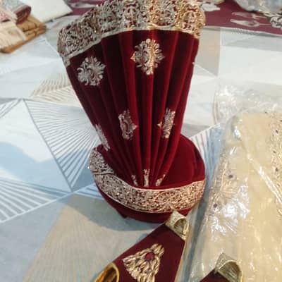 Dulha Sherwani Set| Sherwani | Maroon Kulla | Khussa