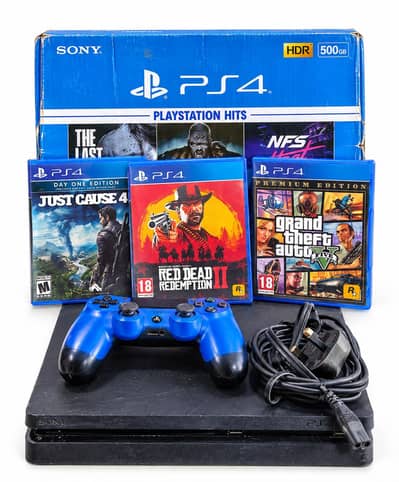 Sony Ps4 Slim 500gb Black With 3 Exciting games & Complete box