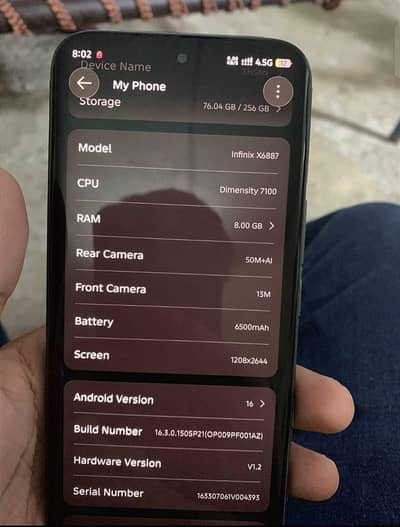 Infinix note edge 8 gb 256