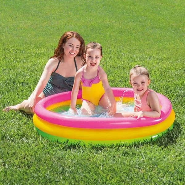 Colorful Sunset Glow 3-Ring Round Inflatable Swimming Pool (Intex)