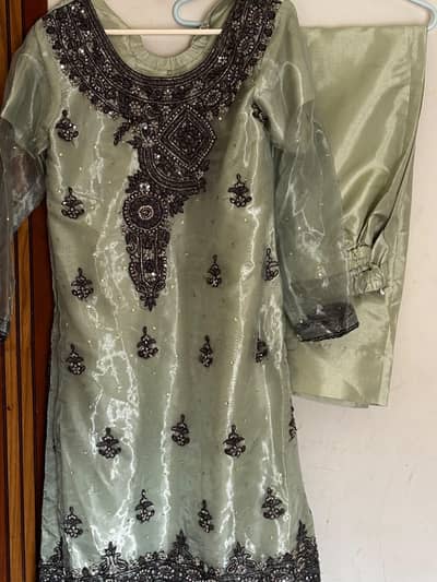 3 piece organza festive wear dress