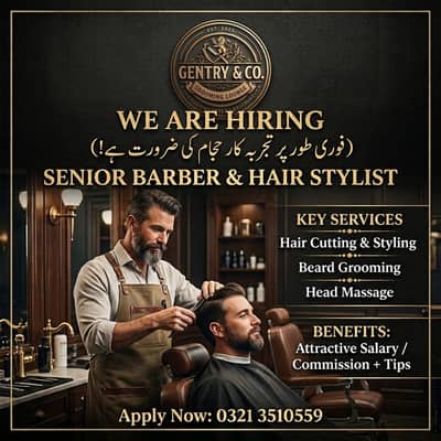 Expert Barber Required / Barber Jobs Karachi / Barber Jobs / Urgent