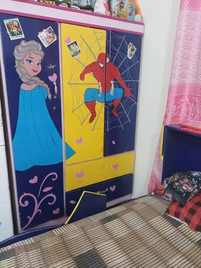 Single boy & girl bed without mattress and wadrobe + dressing