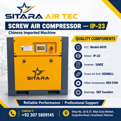 Screw Air Compressor IP-23 Industrial Air Compressor | SITARA AIR TEC