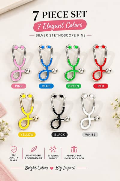 Stethoscope brooches set (7 pieces)