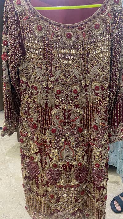 bridal lehnga dark mehroon colour.