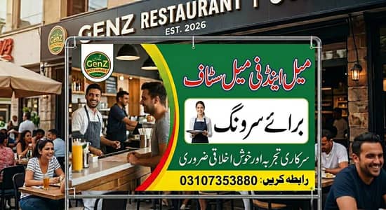 Need male & female staff for cafe