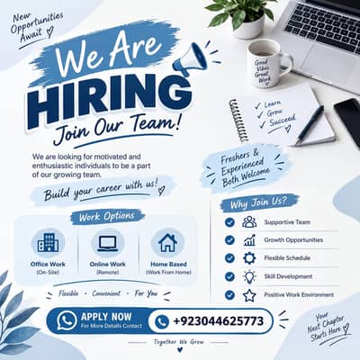 We are hiring staff males and females both for online and office work.