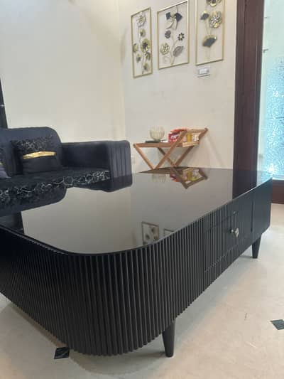 Modern Black Glass Table for Sale