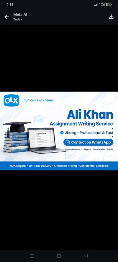 Professional Assignment Writing - Ali Khan - Jhang