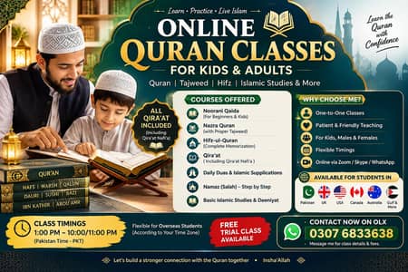 Online Quran Tutor & Islamic Studies Teacher for Kids & Adults