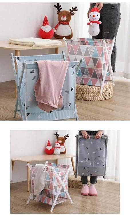 T  Dirty Clothes Basket Fabric Dust-proof Clothes Basket Foldable Bathroom Storage Basket Waterproof Storage Basket