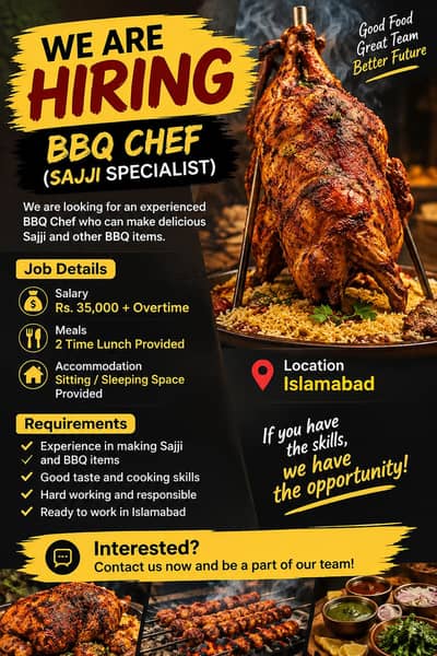 BBQ Chef Required – Sajji Specialist in Islamabad