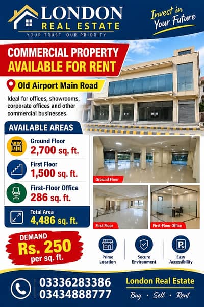 COMMERCIAL PROPERTY AVAILABLE FOR RENT  Location: Old Airport Main Road
