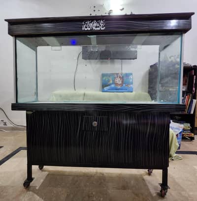 Aquarium For Sale with Wheel Trolly (Like New)