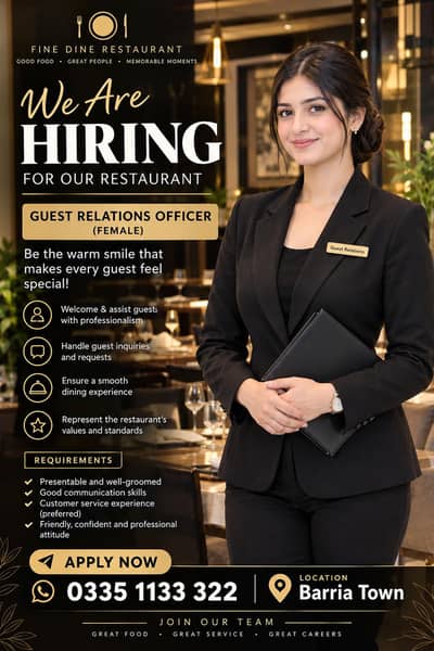 we are looking for a GRO( Guest Relation officer)
