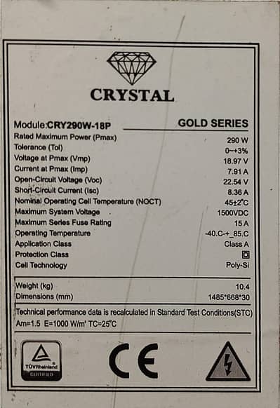 Crystal Solar Panel plate 290W
