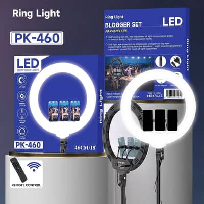 PK460 46CM Professional LED Ring Light with 3 Mobile Holders | Remote