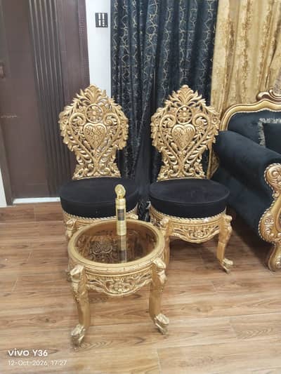 5 siter sofa set + 2 chairs with small table coffe set