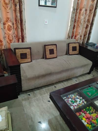 5-Seater Sofa Set with 5 Cushions & 3 Tables