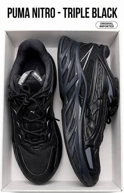 Imported Triple Black Running Shoes - Size EUR 44 - Original