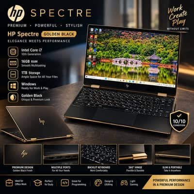 HP Spectre Golden Black Core i7 10th Gen | 16GB RAM | 1TB Storage