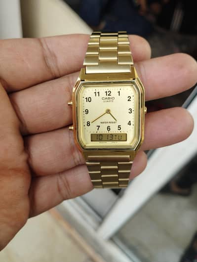 Casio Men's Gold Analog/Digital Watch with Dual Time Original