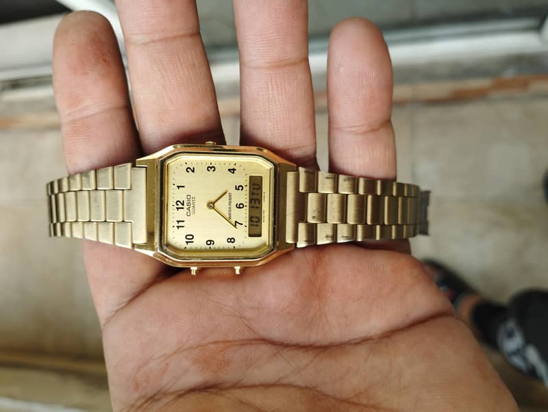 Casio Men's Gold Analog/Digital Watch with Dual Time Original - Watches ...