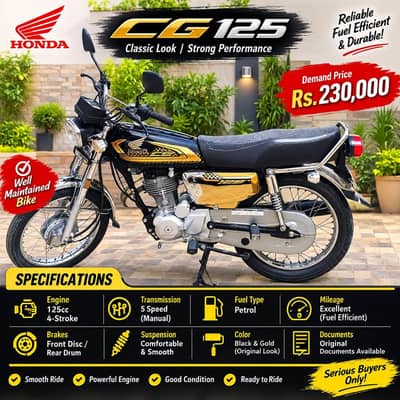 Honda CG 125S Gold Edition 2025 - Total Genuine & Scratchless