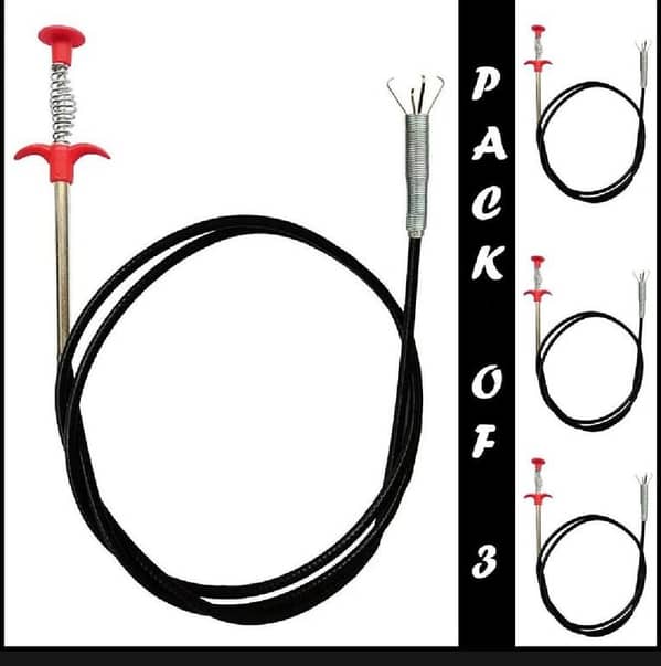 T  Pack of 3 Pcs Flexible Hand-Pinch Sewer Picker With Pressable Garbage Clip For Efficient Dredging