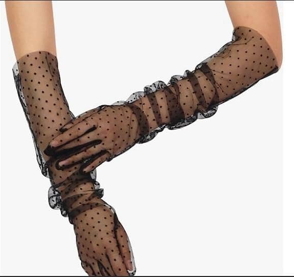 Women's Polka Dot Gloves Long Opera Party Gloves Elbow Length Sheer Gloves  R5974