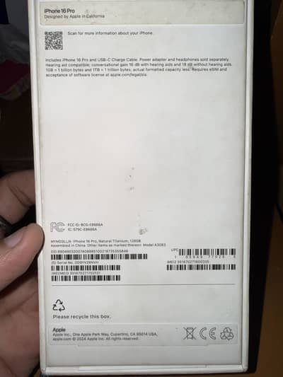 Apple iPhone 16 Pro with box