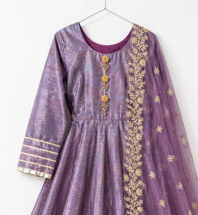lavender colour party wear maxi mehndi dress 3 piece