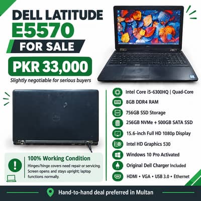 Dell Latitude E5570 | Core 15 6th Gen HQ | 8GB RAM | 750GB Dual SSD