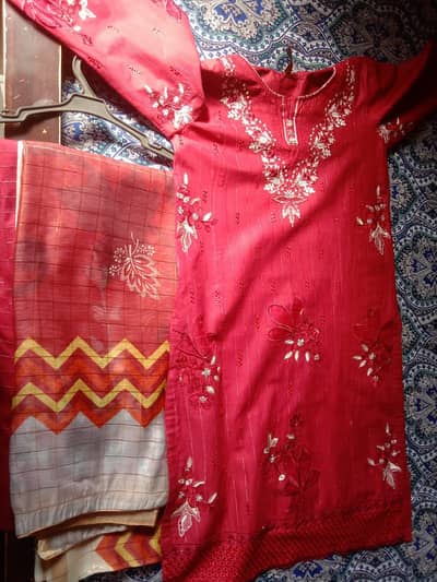 3 piece cotton embroided suit