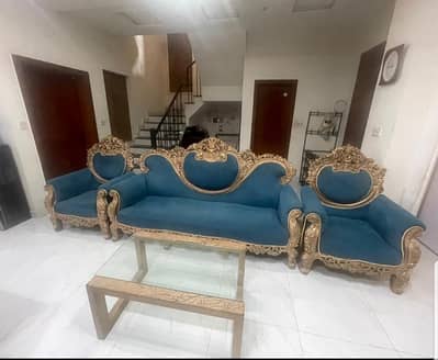 Carved Sofa Set (5 Seater) and center table