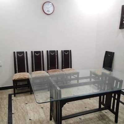 Glass Dining Table 6x4 with Six Chairs – Almost New Condition