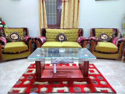 7-Seater Sofa Set with Free Glass table