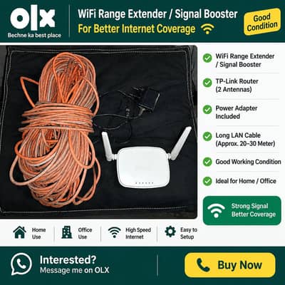 Title: TP-Link WiFi Router + Long LAN Cable – Complete Set