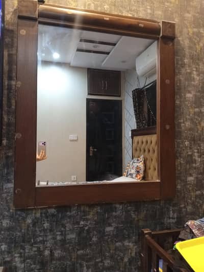 wall mirror  with wooden border