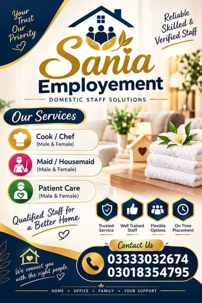 House Maids , Babysitter , Patient Care , Nurse , Driver, Maids, Cook