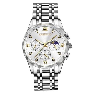 Men's Blue Dial Waterproof Watch with 3 Subdials