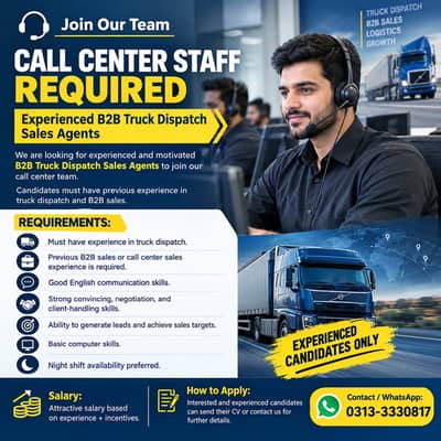 Sales Agents Required ,Experienced Only,Male Jobs (Call Center Jobs)