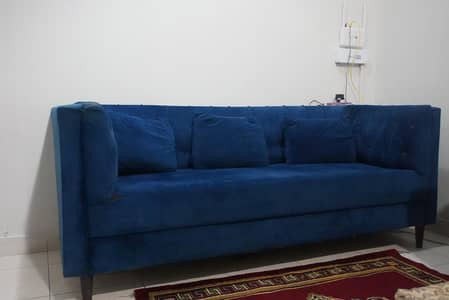 6-Seater Royal Blue Sofa Set for Sale