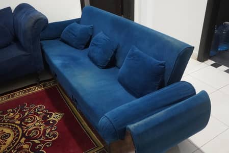 Royal Blue Sofa Cum Bed with Storage