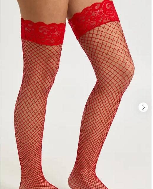 Red Lace Top Fishnet Thigh High Stockings For Women - Premium Over The Knee Long Mesh Net Socks Sheer Hold Up Tights e r5961