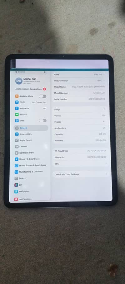 ipad Pro 2nd Generation 256GB best For Gaming Minor Screen Shade