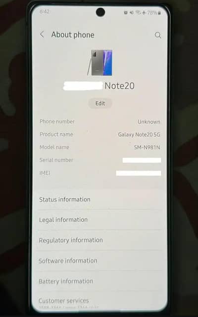 Samsung Mobile Note 20