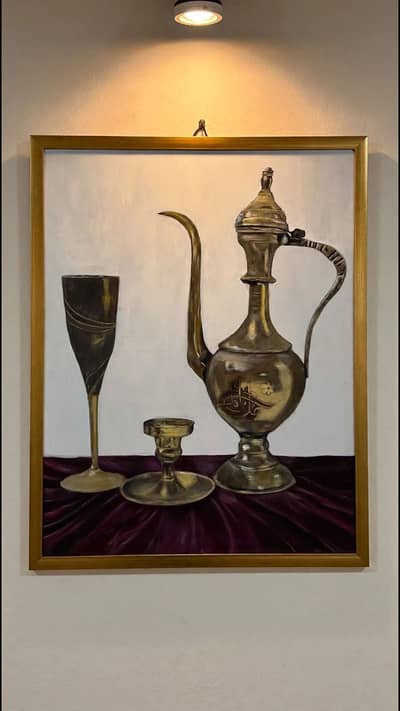 Vintage Aftaba Painting 3x4 ft Original Oil Art